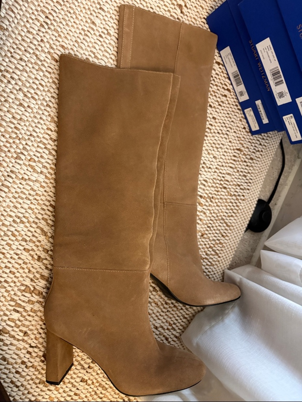 Zara Women's Tall Suede Block-Heel Boots in Tan